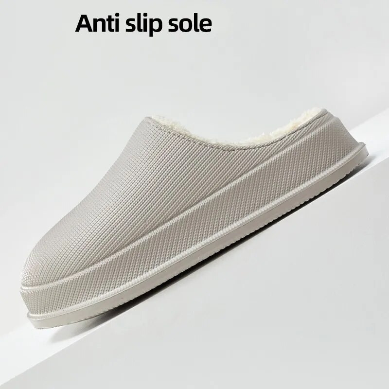 Αδιάβροχες ζεστές χειμωνιάτικες παντόφλες σπιτιού Γυναικεία χοντρή πλατφόρμα Λούτρινες παντόφλες σύννεφο Γυναικεία ίσια τακούνια Αντιολισθητικά ζευγάρια Βαμβακερά παπούτσια