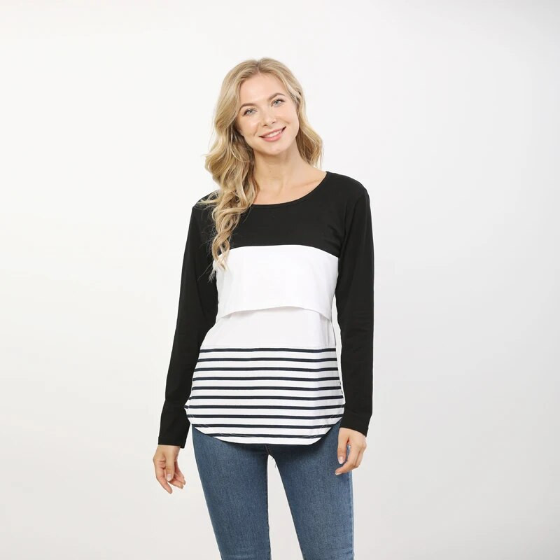 Toamnă cu mâneci lungi de sarcină îmbrăcăminte de maternitate Topuri pentru alăptare pentru femei însărcinate tricouri de alăptare tricou de maternitate, livrare gratuită