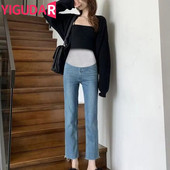 Terhesség hasi nadrágok Boyfriend széles farmer Kismama nadrág terhes nőknek Ruhák Magas derekú nadrágok Laza farmer farmerek
