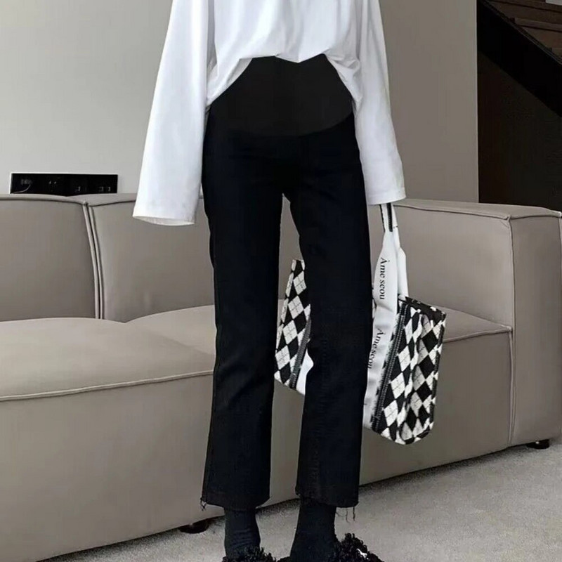 Nėštumo pilvo kelnės Boyfriend Platūs džinsai Motinystės kelnės nėščioms moterims Drabužiai aukštu juosmeniu Kelnės Laisvi džinsiniai džinsai