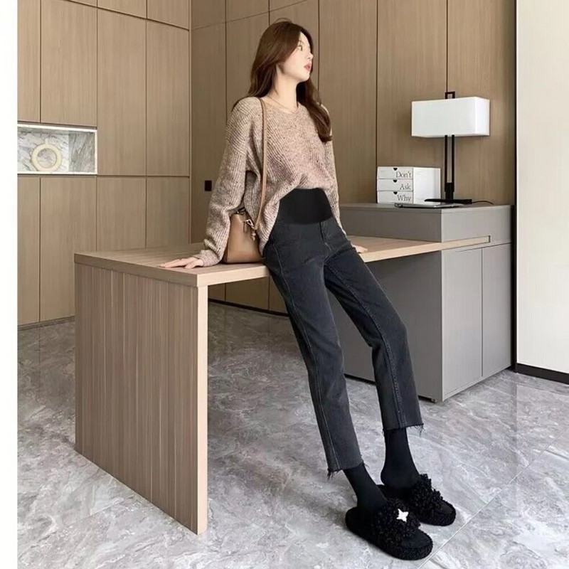 Nėštumo pilvo kelnės Boyfriend Platūs džinsai Motinystės kelnės nėščioms moterims Drabužiai aukštu juosmeniu Kelnės Laisvi džinsiniai džinsai