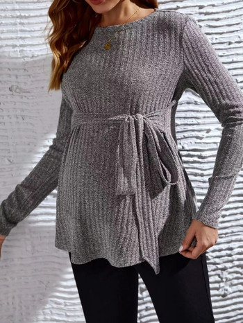 Ρούχα εγκυμοσύνης Premama μακρυμάνικη μπλούζα πουκάμισο άνοιξη φθινόπωρο για έγκυες μπλουζάκια πουλόβερ με λαιμόκοψη Κορυφαία ρούχα εγκυμοσύνης