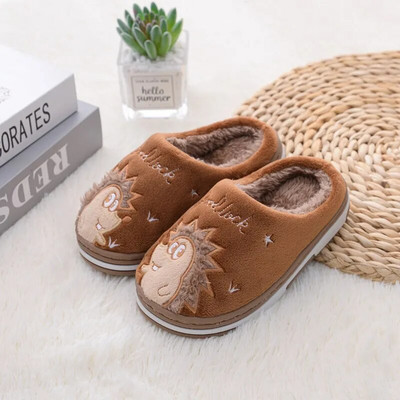Children Slippers For Kids Baby Winter Slippers Animal Hedgehog Plush Slippers For Toddler Girls Boys Warm Home Indoor Shoes