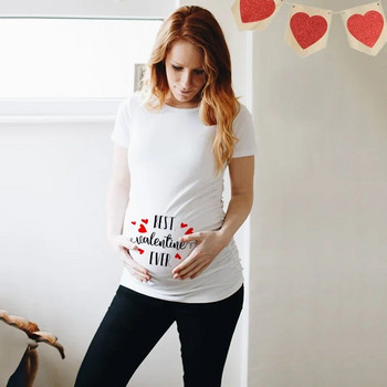 Πουκάμισο εγκυμοσύνης για την ημέρα του Αγίου Βαλεντίνου Mommy\'s Little Valentine Cute Baby Heart Pregnant πουκάμισα Ανακοίνωση εγκυμοσύνης για την ημέρα του Αγίου Βαλεντίνου