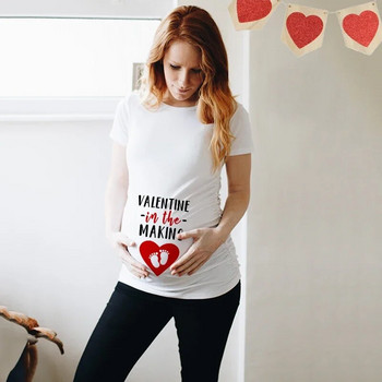 Πουκάμισο εγκυμοσύνης για την ημέρα του Αγίου Βαλεντίνου Mommy\'s Little Valentine Cute Baby Heart Pregnant πουκάμισα Ανακοίνωση εγκυμοσύνης για την ημέρα του Αγίου Βαλεντίνου