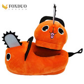 Papuci Anime Pochita Papuci de pluș pentru femei Papuci de desene animate cu drujba pentru bărbați Papuci de casă moale pentru câine portocaliu Tobogan unisex cald de iarnă