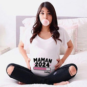 Maman 2024 Loading Franch nyomtatott kismama fehér ruházat nagyméretű rövid ujjú terhes póló felsők női akciós pólók