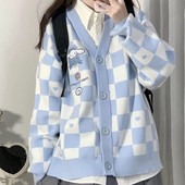 Sanrio Y2k Cinnamoroll Kawaii Cardigan Femei Kuromi Melody Pulover de modă coreeană Femei Stil Preppy Top tricot lung Haine 2023