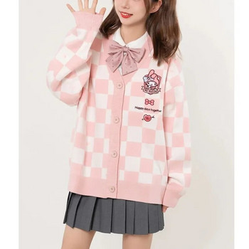 Sanrio Y2k Cinnamoroll Kawaii Cardigan Women Kuromi Melody Korean Fashion Sweater Female Preppy Style Long Knit Top Clothes 2023