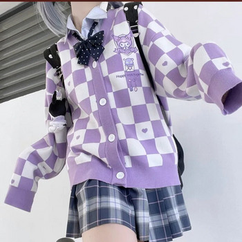 Sanrio Y2k Cinnamoroll Kawaii Cardigan Women Kuromi Melody Korean Fashion Sweater Female Preppy Style Long Knit Top Clothes 2023