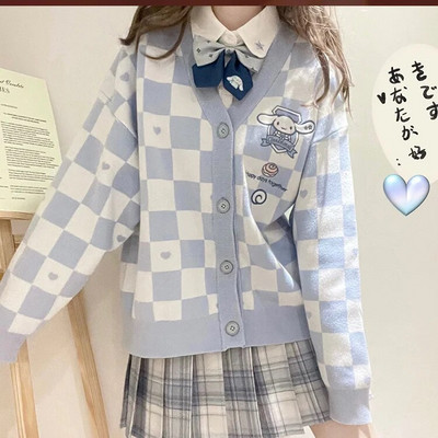 Sanrio Y2k Cinnamoroll Kawaii Cardigan Femei Kuromi Melody Pulover de modă coreeană Femei Stil Preppy Top tricot lung Haine 2023
