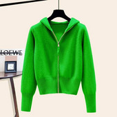 Pulover cu glugă jachetă femei toamnă iarnă cu mâneci lungi cu fermoar dublu cardigan moale cerat pulover cu design de pălărie Feeling Top pentru