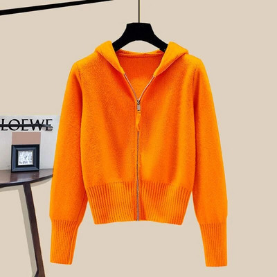 Pulover cu glugă jachetă femei toamnă iarnă cu mâneci lungi cu fermoar dublu cardigan moale cerat pulover cu design de pălărie Feeling Top pentru