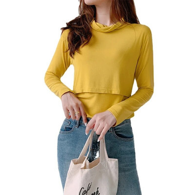 Primavara toamna Maternitate Haine pentru alaptare cu maneca lunga Sarcina Topuri de alaptare Tricou Bluze de alaptare pentru femei pentru mama insarcinata