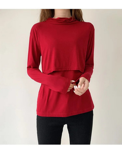 Primavara toamna Maternitate Haine pentru alaptare cu maneca lunga Sarcina Topuri de alaptare Tricou Bluze de alaptare pentru femei pentru mama insarcinata