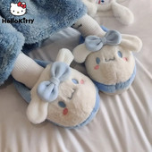 Sanrio Cinnamoroll Home Fuzzy Slipper Y2k Batai Moteriški žieminiai Contton Šilti pliušiniai neslystantys rankena Fluffy Kawaii siuvinėti batai