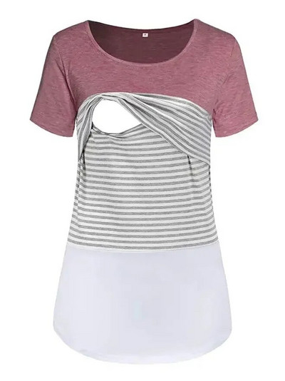 Kismama felsők Női kényelmes, rövid ujjú szoptatós tunika felső szoptatáshoz póló Terhes Terhesség Női Ruházat Anya póló