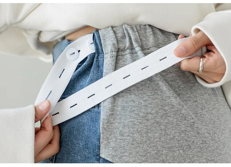 Aukštu juosmeniu nėščiosioms džinsai Pavasario mados nėščiosioms pilvo kelnės Didelio dydžio laisvalaikio nėščioms moterims džinsinės kelnės laisvi drabužiai