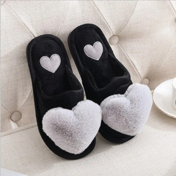2023 Παντόφλες σε σχήμα καρδιάς Γυναικεία ζεστά, αντιολισθητικά παπούτσια πλατφόρμας για εσωτερικούς χώρους, χαριτωμένα βαμβακερά παντόφλες Chausson Plats