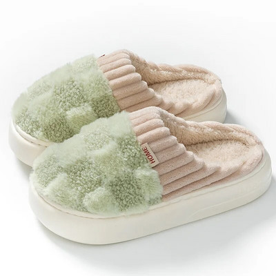 Žiemos namas kailinės šlepetės Šilti medvilniniai batai storu padu patogūs miegamojo patalpose moterys, vyrai, moterys, mėgėjai kailiniai šlepetės