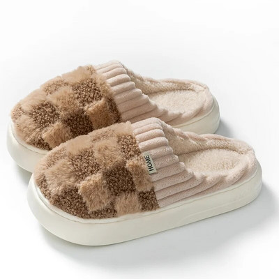 Žiemos namas kailinės šlepetės Šilti medvilniniai batai storu padu patogūs miegamojo patalpose moterys, vyrai, moterys, mėgėjai kailiniai šlepetės