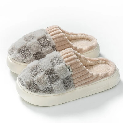 Žiemos namas kailinės šlepetės Šilti medvilniniai batai storu padu patogūs miegamojo patalpose moterys, vyrai, moterys, mėgėjai kailiniai šlepetės