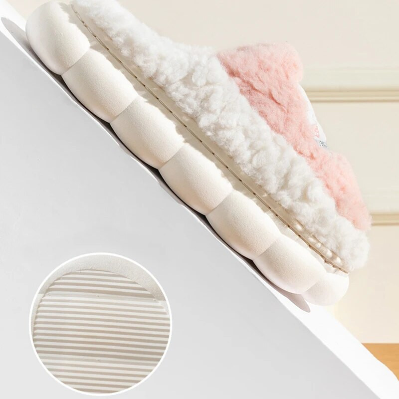 Žiemos namas kailinės šlepetės Šilti medvilniniai batai storu padu patogūs miegamojo patalpose moterys, vyrai, moterys, mėgėjai kailiniai šlepetės