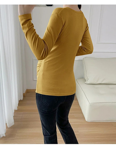 Tricou modal de toamnă pentru maternitate 2023, întins, pentru femei însărcinată, cămăși de bază, culoare uni, decolteu, subțire, pentru sarcină, tricouri de tricotat
