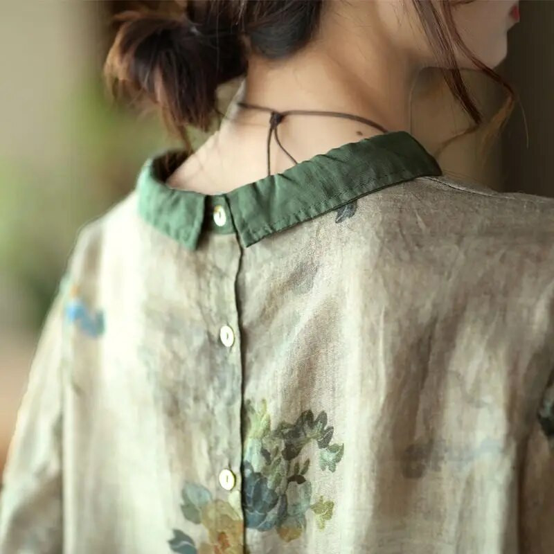 2023 m. retro stiliaus nėščioms moterims patogūs etninio stiliaus marškinėliai, moteriški vasaros ir rudens laisvi marškiniai nėščiosioms LF076