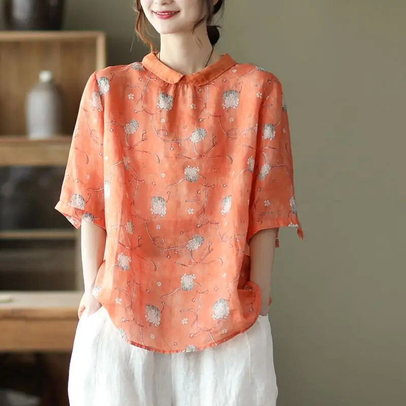 2023 m. retro stiliaus nėščioms moterims patogūs etninio stiliaus marškinėliai, moteriški vasaros ir rudens laisvi marškiniai nėščiosioms LF076