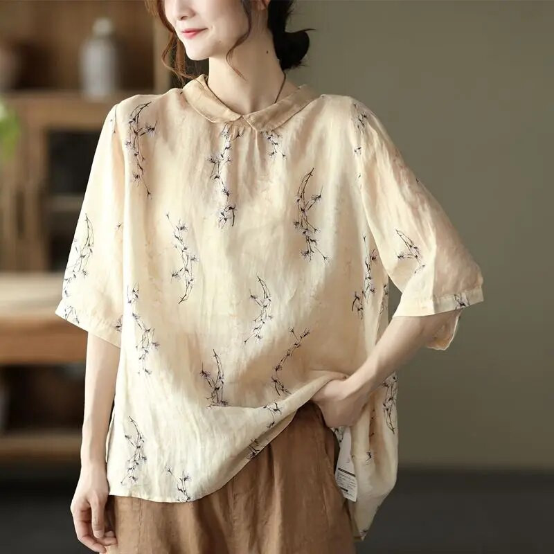 2023 m. retro stiliaus nėščioms moterims patogūs etninio stiliaus marškinėliai, moteriški vasaros ir rudens laisvi marškiniai nėščiosioms LF076