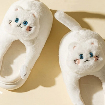2023 Нови зимни плюшени плюшени чехли Карикатура Сладка котка Тигър Двойка чехли за дома Топли и неплъзгащи се дамски памучни чехли