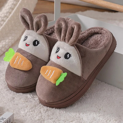 Pantofi de iarnă pentru copii, papuci cu iepure din desene animate, papuci de casă, anti-alunecare, pentru fată, pentru interior, băieți, copii, pantofi de casă din bumbac