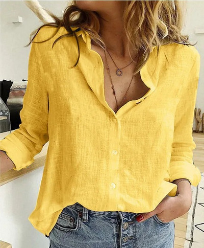 Női alkalmi, hosszú ujjú pamut vászon bő ing Elegáns tömör harajuku hajtókás blúz Vintage oversize felsők Y2K utcai ruházat tunika