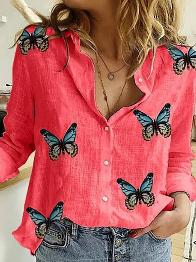 Női alkalmi, hosszú ujjú pamut vászon bő ing Elegáns tömör harajuku hajtókás blúz Vintage oversize felsők Y2K utcai ruházat tunika