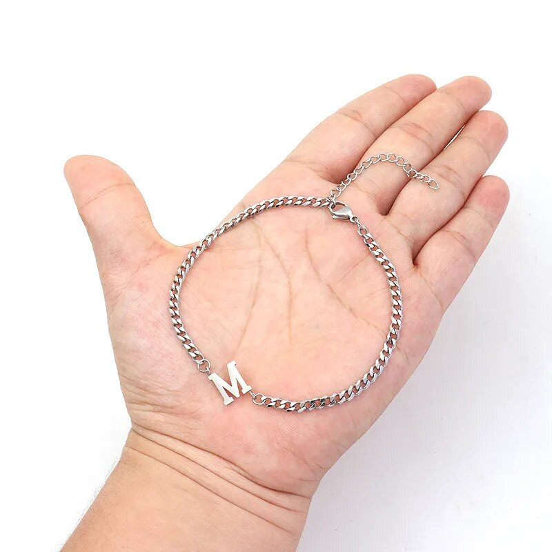 Nova klasična narukvica s početnim slovom AZ za muškarce Ručno izrađena narukvica s lancem od nehrđajućeg čelika za muškarce Poklon za nakit