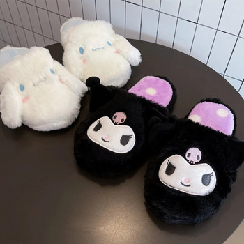 Kuromi My Melody Sanrio Cartoon βελούδινες παντόφλες δαπέδου Παντόφλες δαπέδου ζεστές χειμερινές παντόφλες εσωτερικού χώρου Flat casual αντιολισθητικά παπούτσια για κορίτσια