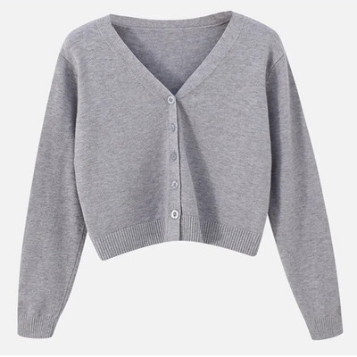 Tricou casual cu mânecă lungă Cardigan decupat Toamna Cardigan subțire pentru femei tricotat Sexy Tricou pentru femei de culoare solidă Crop la modă