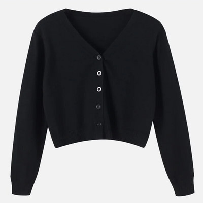 Tricou casual cu mânecă lungă Cardigan decupat Toamna Cardigan subțire pentru femei tricotat Sexy Tricou pentru femei de culoare solidă Crop la modă