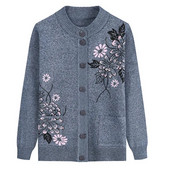 Pulover cu mâneci lungi, cu mâneci lungi, pentru bătrâni de vârstă mijlocie, pentru femei, cămașă tricotată, cardigan pentru femeie