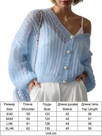 TAOVK Дамски горнища, плетени на една кука, плетени пуловери, леки, прозрачни, тънък, прозрачен пуловер, широка жилетка