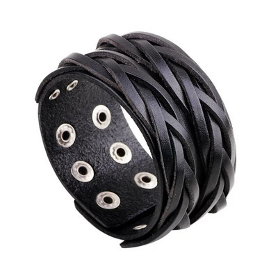 Modyle Vintage Punk Retro Brățară din piele cu mai multe straturi Brățări și brățări pentru bărbați, împletite manual, cu frânghie.