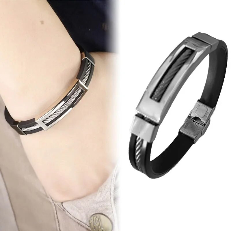 Delysia King divat férfi rozsdamentes acél drót szilikon karkötők menő férfi alkalmi karkötő trend férfi ékszer kiegészítők