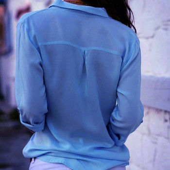 Γυναικείες μπλούζες μπλούζες 2023 Άνοιξη Καλοκαίρι Κομψό μακρυμάνικο μπλούζα σιφόν με λαιμόκοψη σε σχήμα V Γυναικεία φορέματα πουκάμισα Μπλούζα μεγάλου μεγέθους