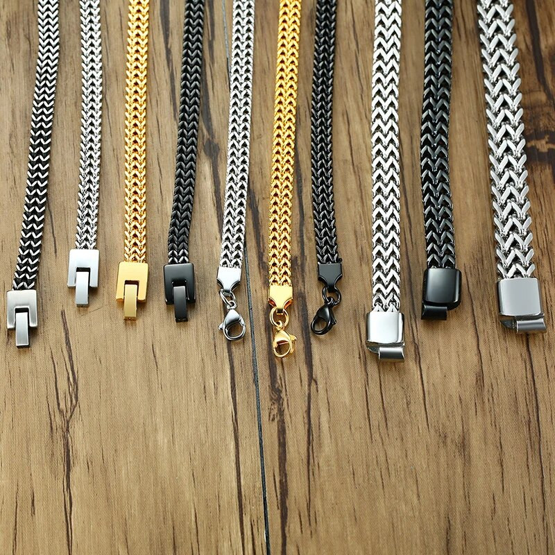 Vnox Vintage oxidat cool dublu curb lanț brățări pentru bărbați din oțel inoxidabil punk antic cubic coadă de vulpe lanț bărbătesc Pulseira