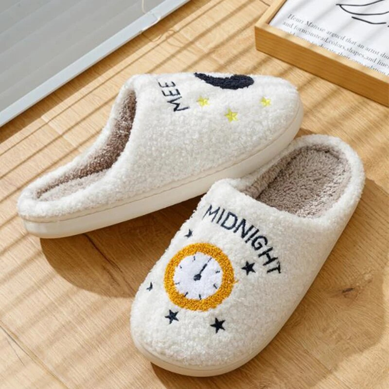 Női Aranyos Meleg Találkozzunk éjfélkor Papucs Párna Csúszdák Puha Meleg Kényelem Lapos Szőrme Nő Rajzfilm Házi Papucs Vicces cipők
