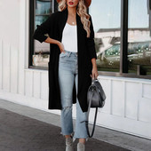 Ilgi megztiniai moterims Lengvi vilnos mišinio ilgas paltas atviros moteriškos striukės ir paltai Motinystės liemenė Trumpas vilnos paltas