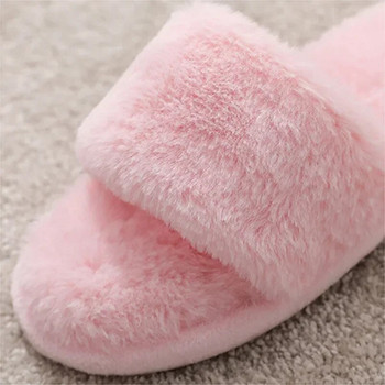 Γυναικείες παντόφλες για το σπίτι ψεύτικη γούνα ζεστά ίσια παπούτσια Χειμερινό φθινόπωρο Γυναικείες σαγιονάρες μόδας Slide Κομψές βελούδινες παντόφλες