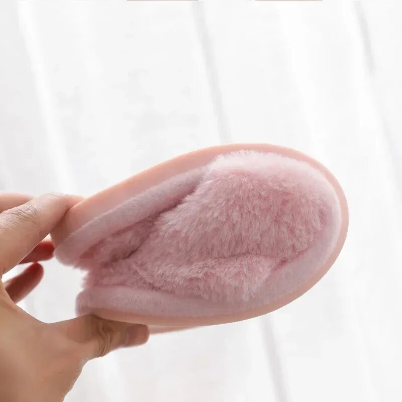 Moteriškos šlepetės namams Dirbtiniai kailiai Šilti plokščiapadžiai Batai Žiema Ruduo Moteriška Slide Mada Šlepetės Stilingos pliušinės šlepetės