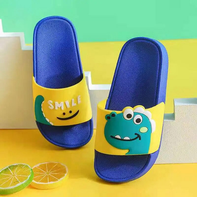 Vară, plajă, antiderapante, confort pentru copii, papuci de casă, baie, pentru interior, desene animate, pantofi pentru copii, papuci pentru copii, dinozaur zâmbet, pentru băieți